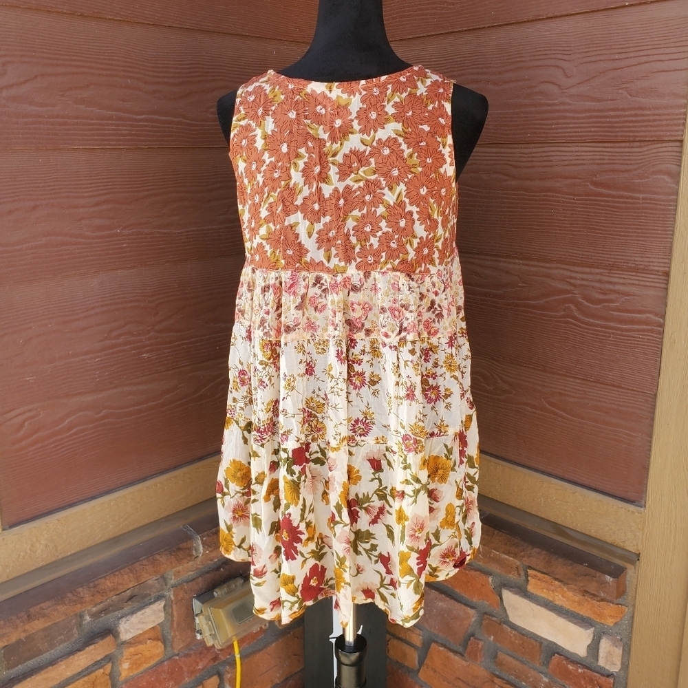 Zephyr Floral Fall Autumn Tiered Sleeveless Floral Top Women's Size Medium - Picture 2 of 10